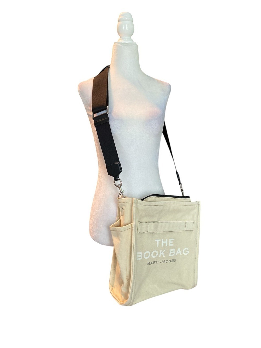 Marc Jacobs Cream Canvas Crossbody with Black Strap